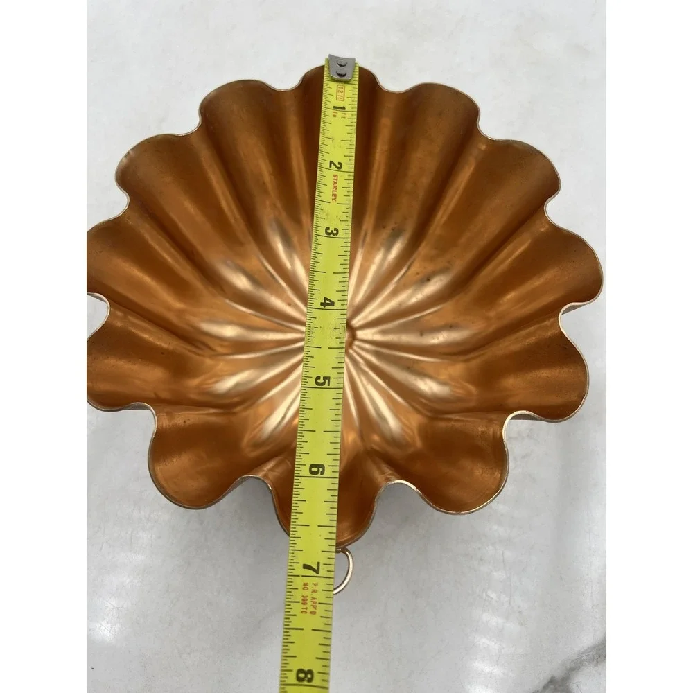 Vintage Copper Fluted Gelatin Cake Mold 3.5 Cup Scalloped Wall Decor 7 inch